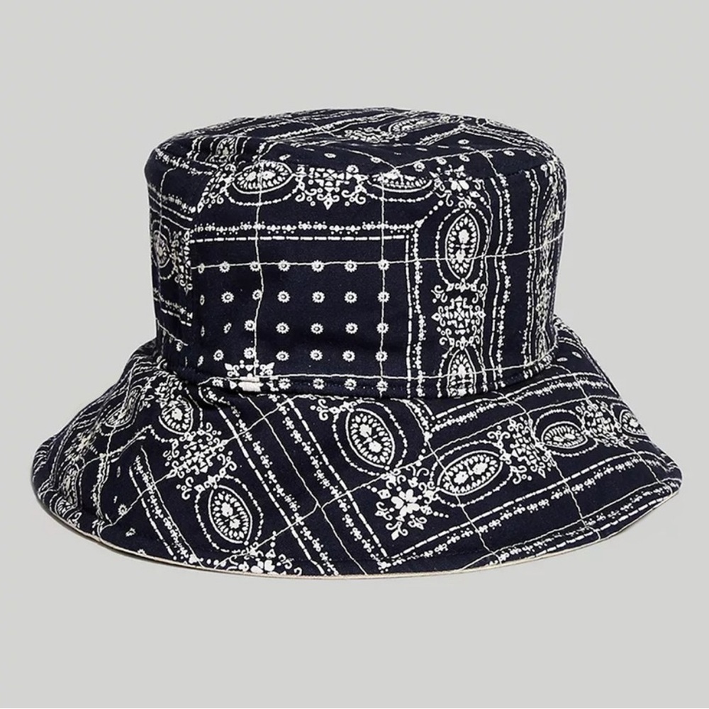 NEW Madewell Twilight Reversible Quilted Bucket Hat M/L